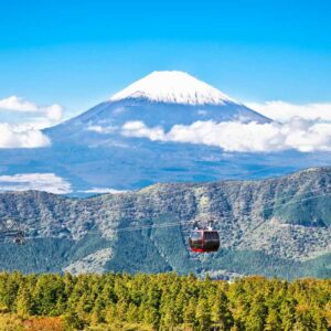 Ropeway at Hakone, Japan with Fuji mountain view