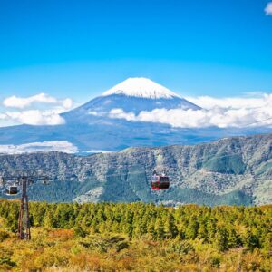 Ropeway at Hakone, Japan with Fuji mountain view